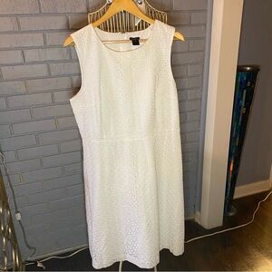 Ann Taylor Factory White Eyelet Sleeveless Midi Dress Size 16